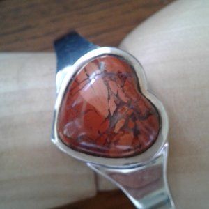Vintage Jasper heart cuff bracelet